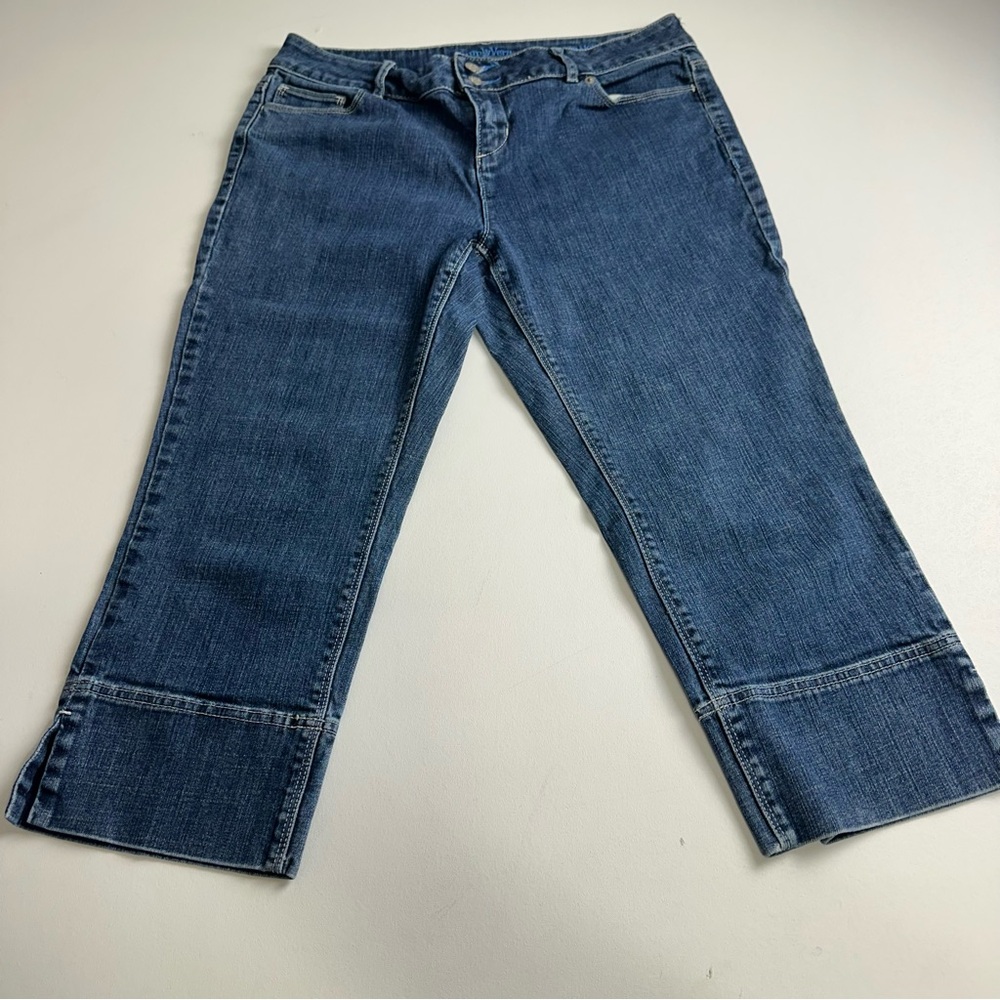 Vera Wang simply Vera women’s size 12 P straight leg stretch crop jeans‎